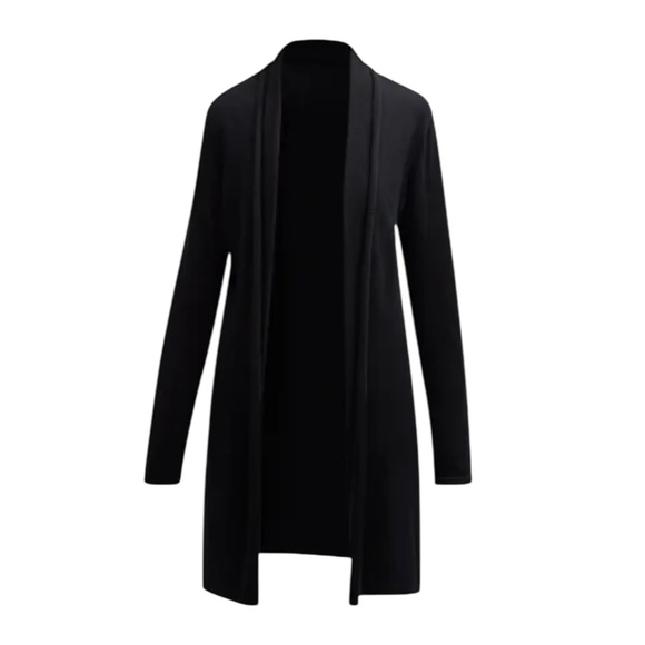 NWT Lafayette 148 Women’s Italian Jersey Fabric Duster Jacket Cardigan Silk Trim